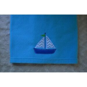 Little Bedding by NoJo Sailboat Baby Blanket Blue Fleece Boat White Security